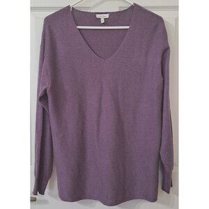 Ella Moss Women's M "Kayllan" Plum Long Sleeve V-Neck Sweater Cozy Lightweight